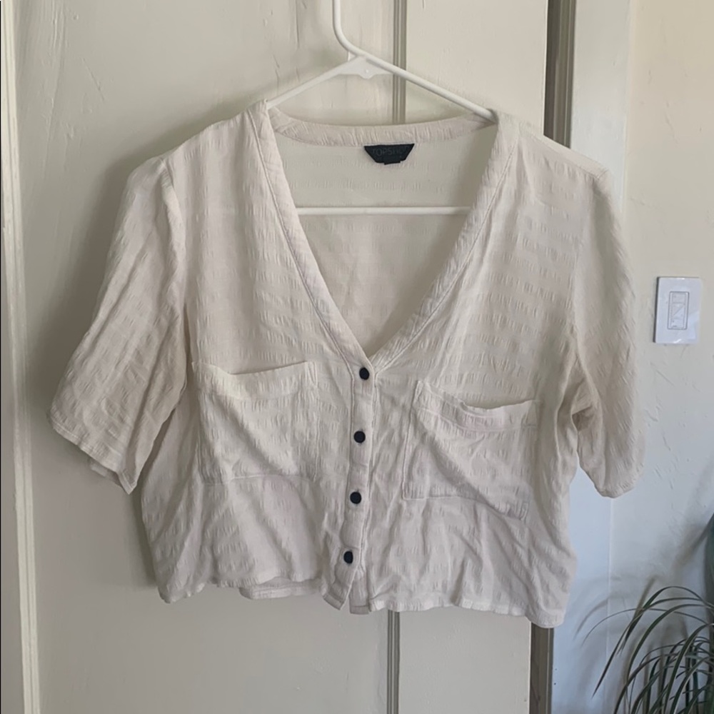 Topshop button down crop top blouse!